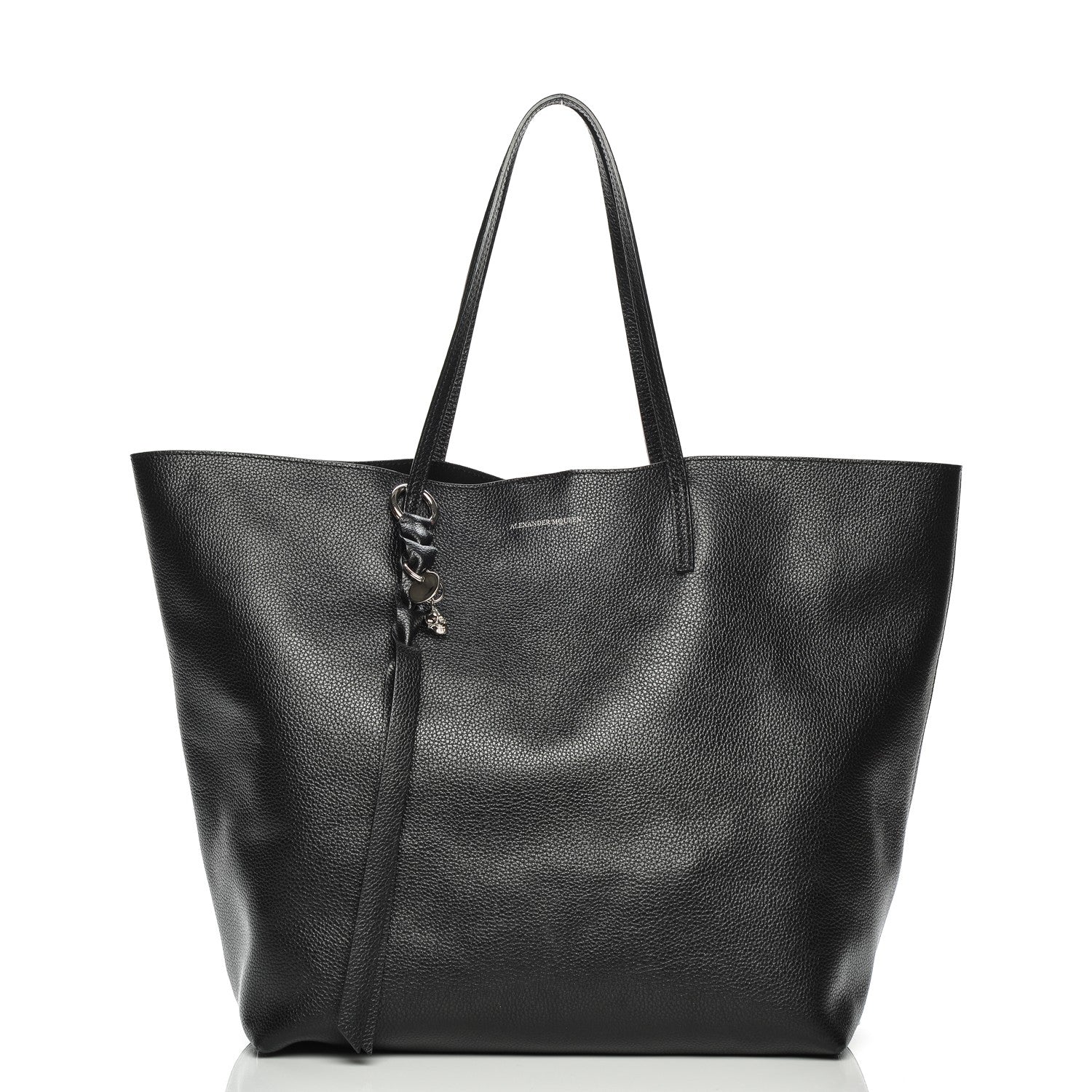 Alexander McQueen Grained Calfskin Skull Open Shopper Tote Black 3 of 10