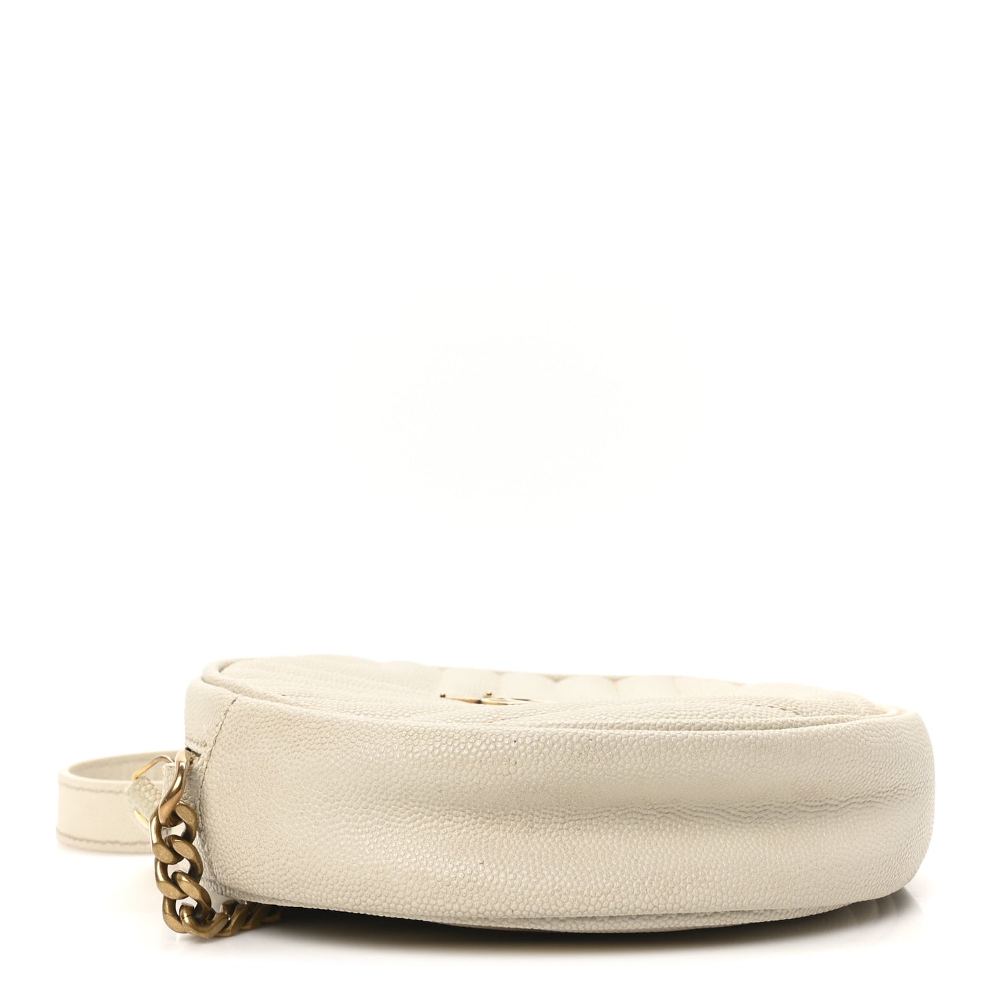 Grain De Poudre Matelasse Chevron Quilted Round Vinyle Camera Bag Crema Soft