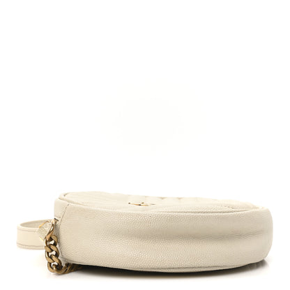 Saint Laurent Grain De Poudre Matelasse Chevron Quilted Round Vinyle Camera Bag Crema Soft 4 of 10