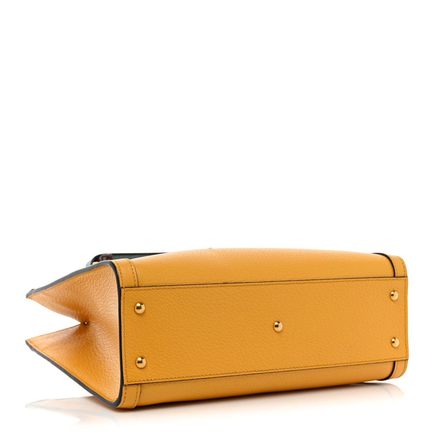 Textured Dollar Calfskin Web Small Diana Tote Bag Yellow Dusty Azure