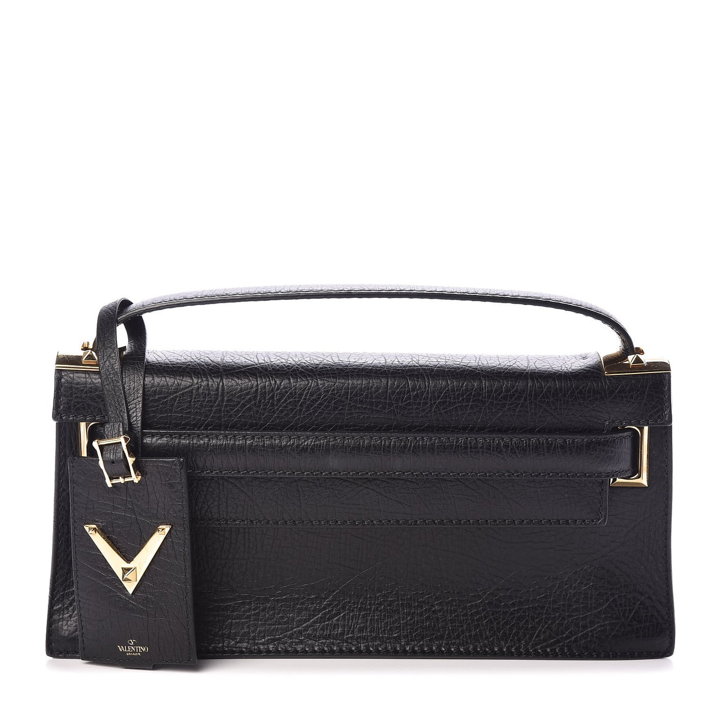 Calfskin Elephant Embossed My Rockstud Clutch Black