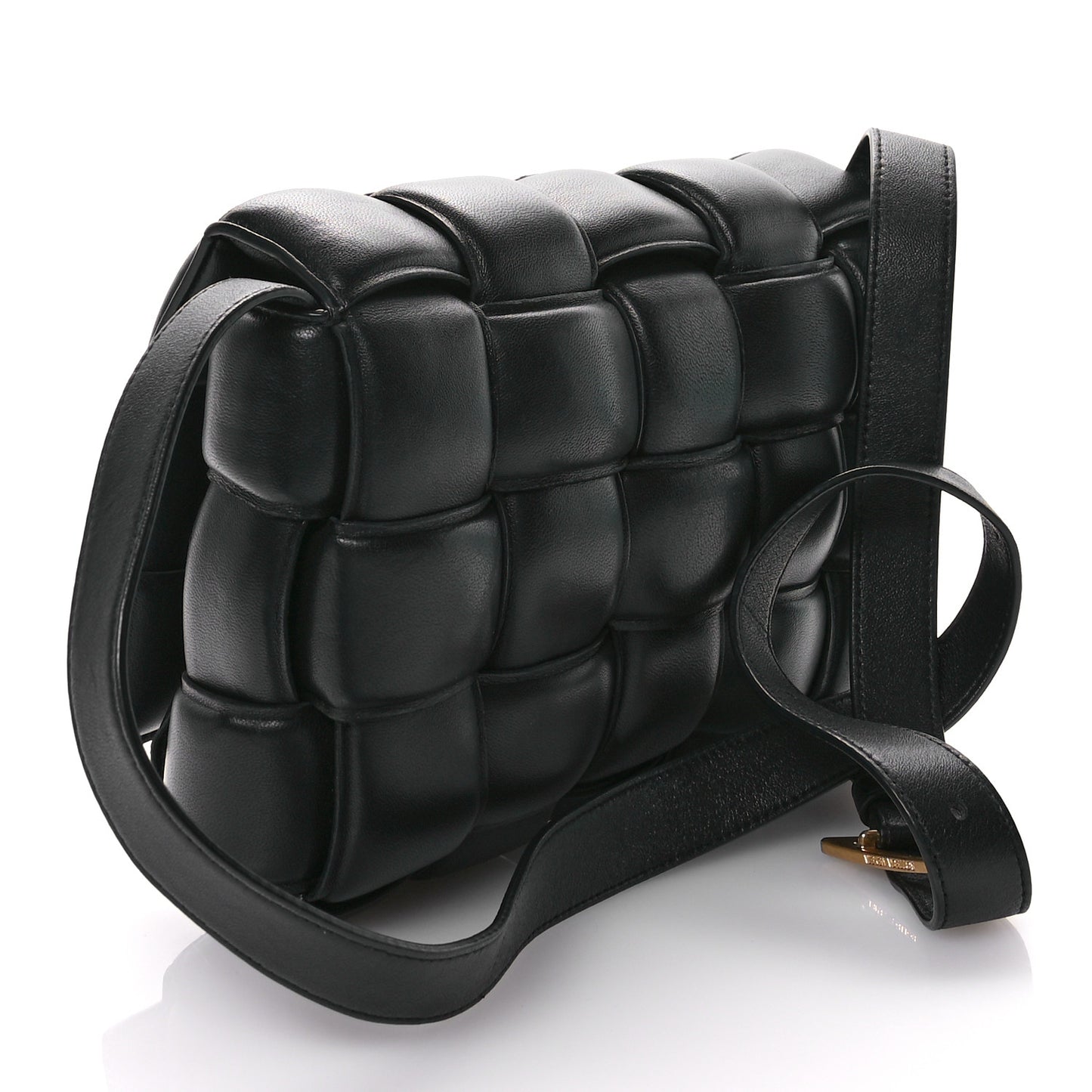 Nappa Maxi Intreccio Padded Cassette Crossbody Bag Black