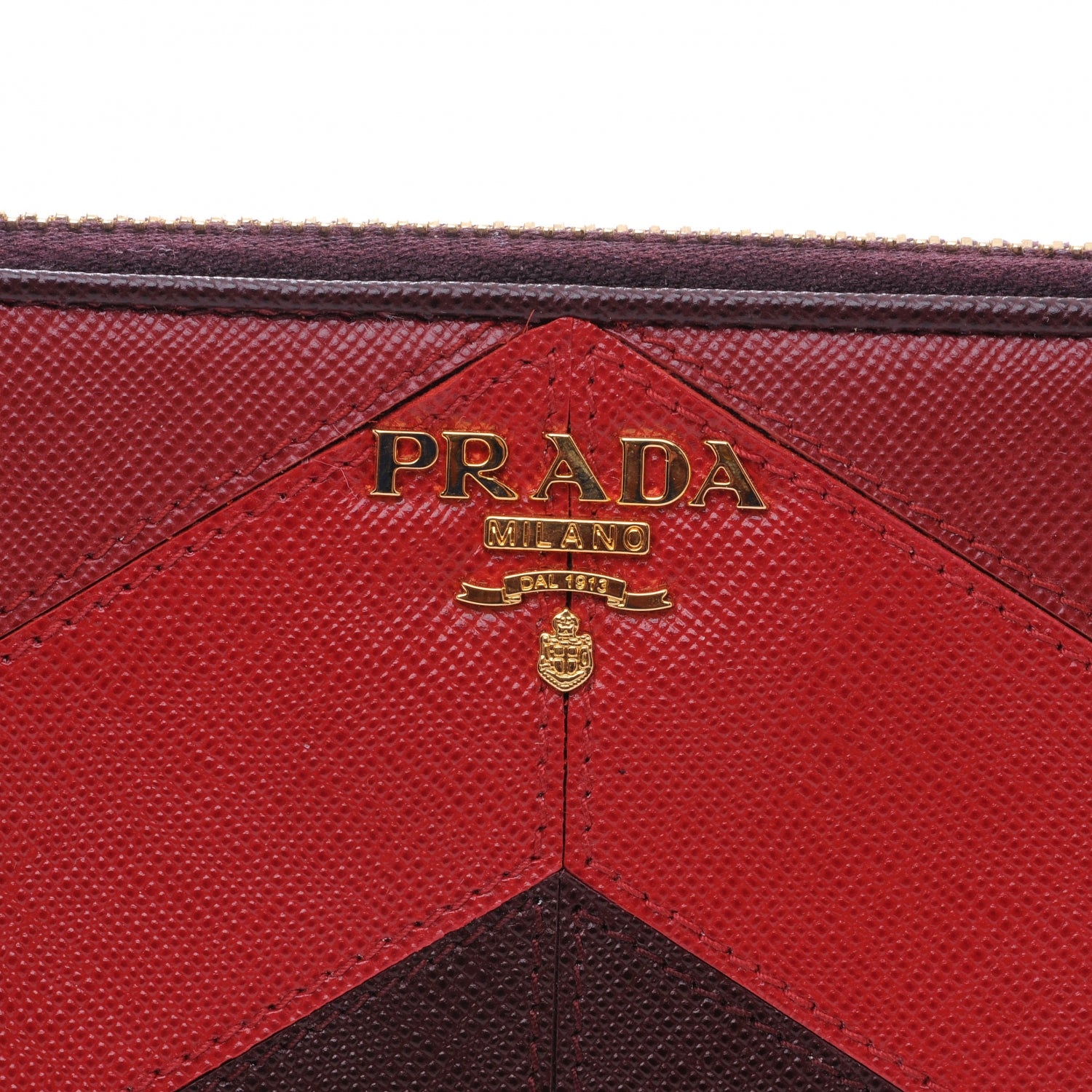 Prada Saffiano Chevron Zip Around Wallet Rubino 3 of 9