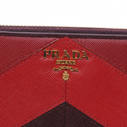 Prada Saffiano Chevron Zip Around Wallet Rubino 3 of 9