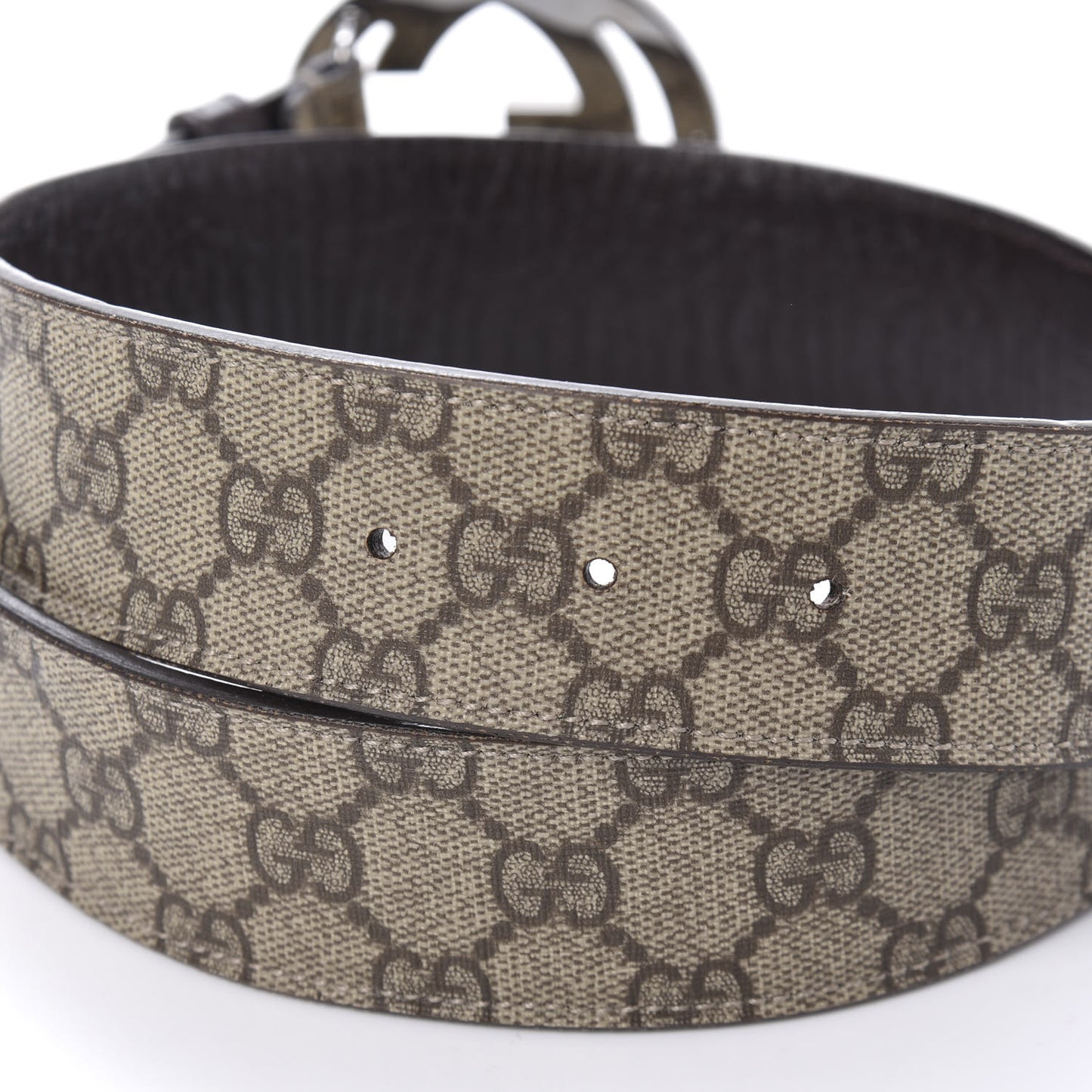 GG Plus Monogram Interlocking G Belt 80 32 Dark Brown