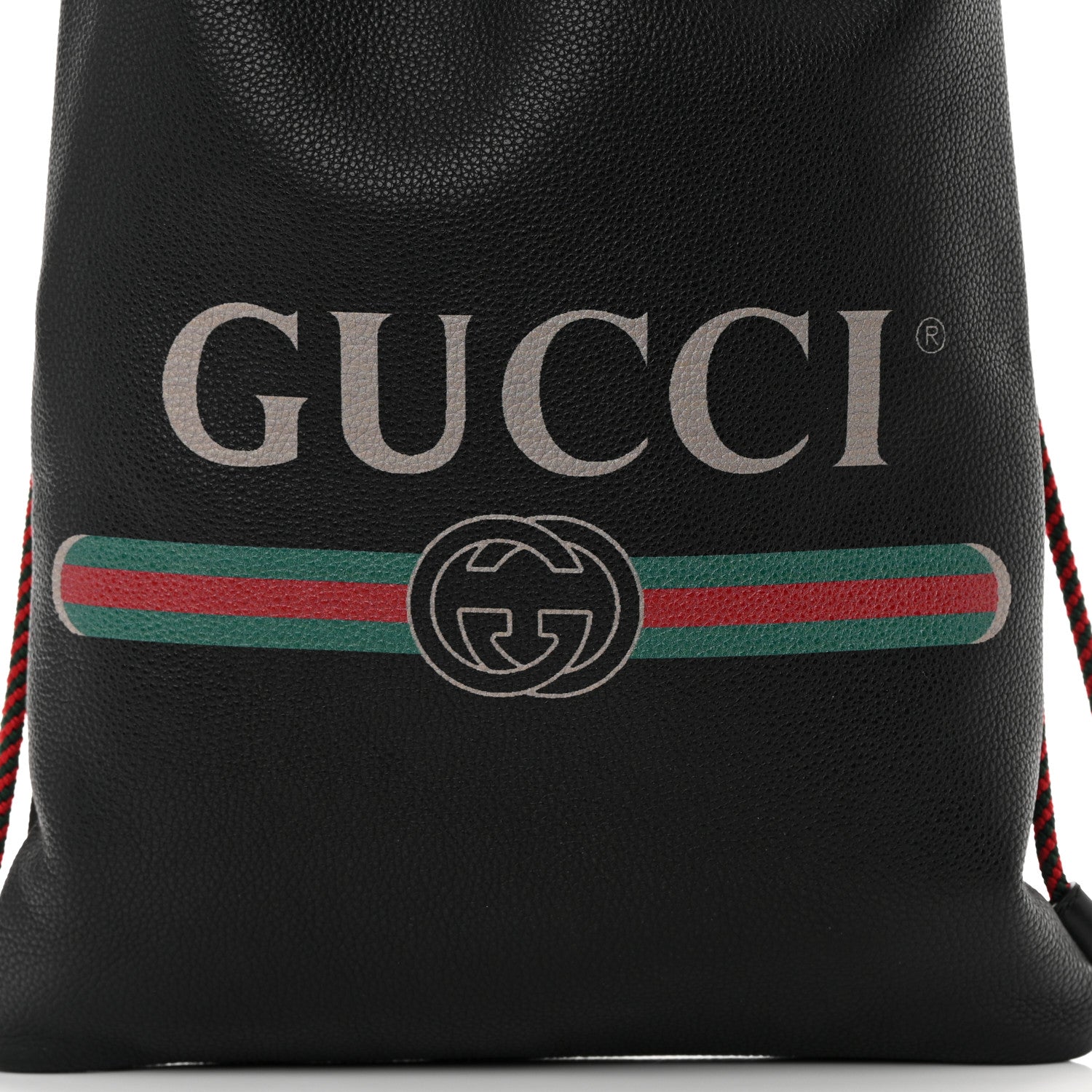 Gucci Calfskin Logo Drawstring Backpack Black 9 of 11