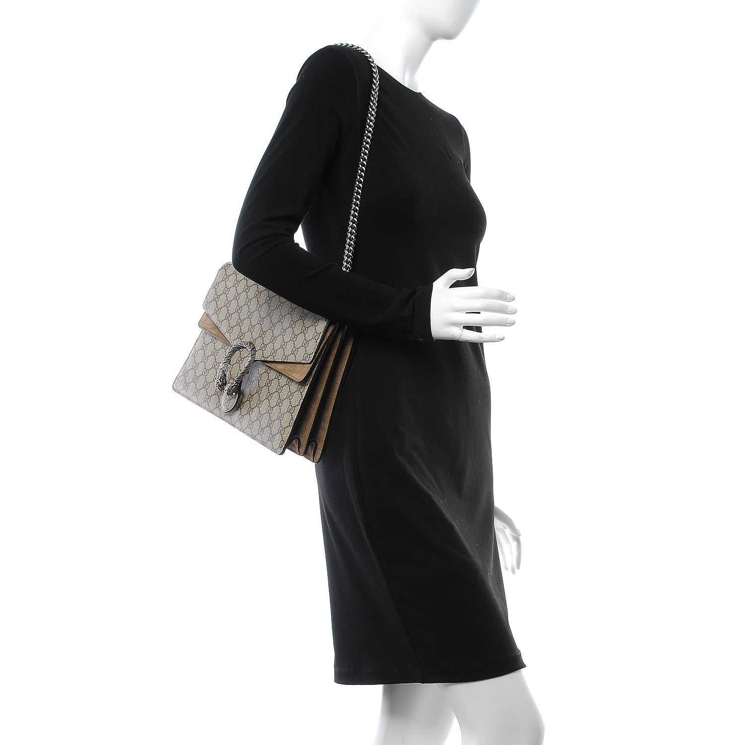 Gucci GG Supreme Monogram Medium Dionysus Shoulder Bag Taupe 2 of 9