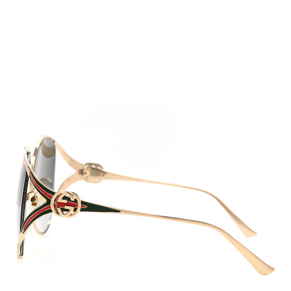 Gucci Metal Oversized Round Frame GG0225S Sunglasses Gold 3 of 8