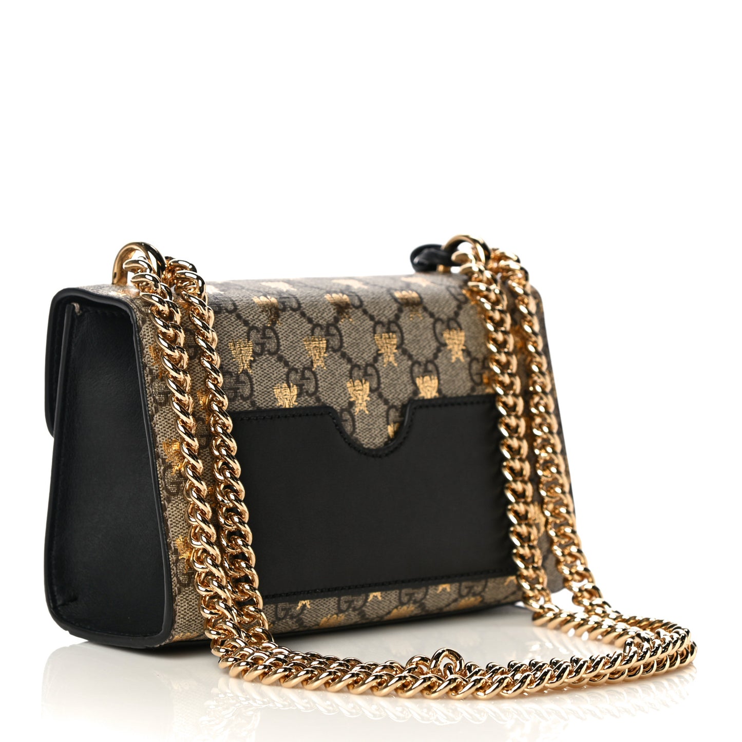 GG Supreme Monogram Bees Small Padlock Shoulder Bag Black