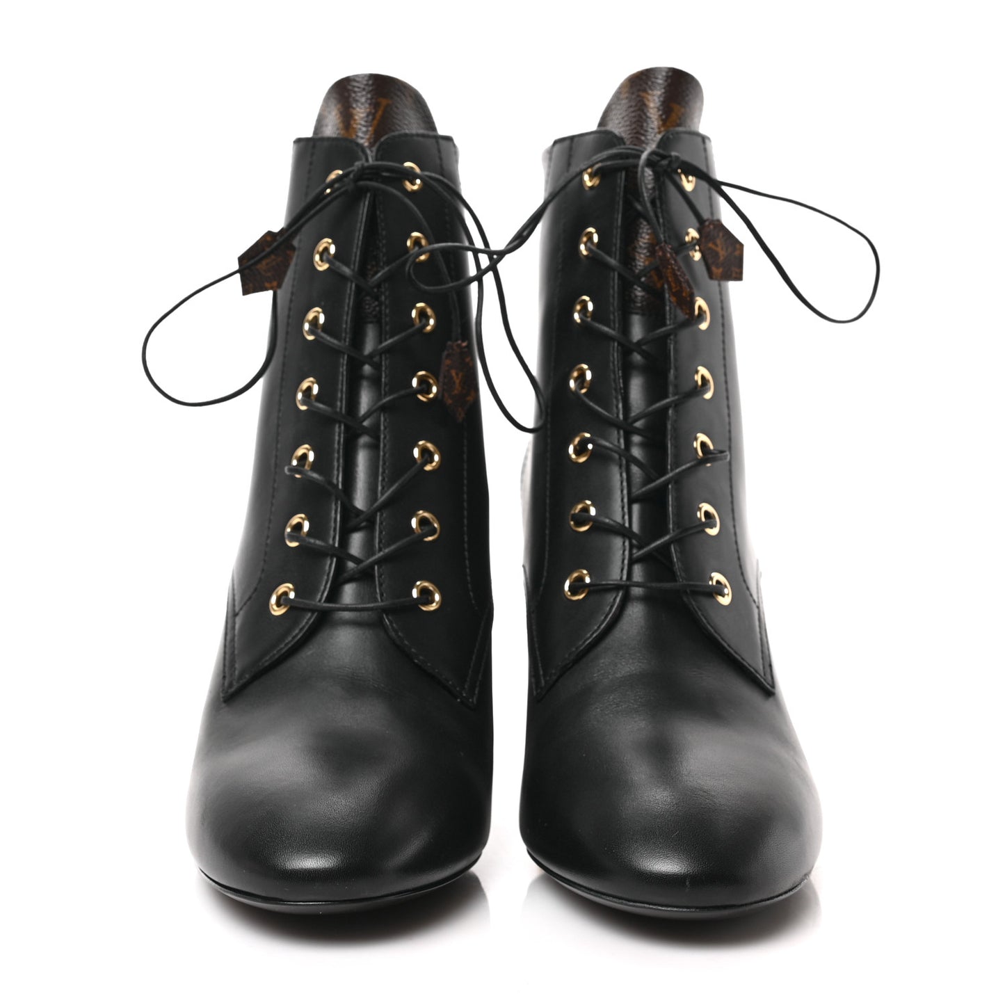 Calfskin Monogram Bliss Lace Up Ankle Boots 39 Black