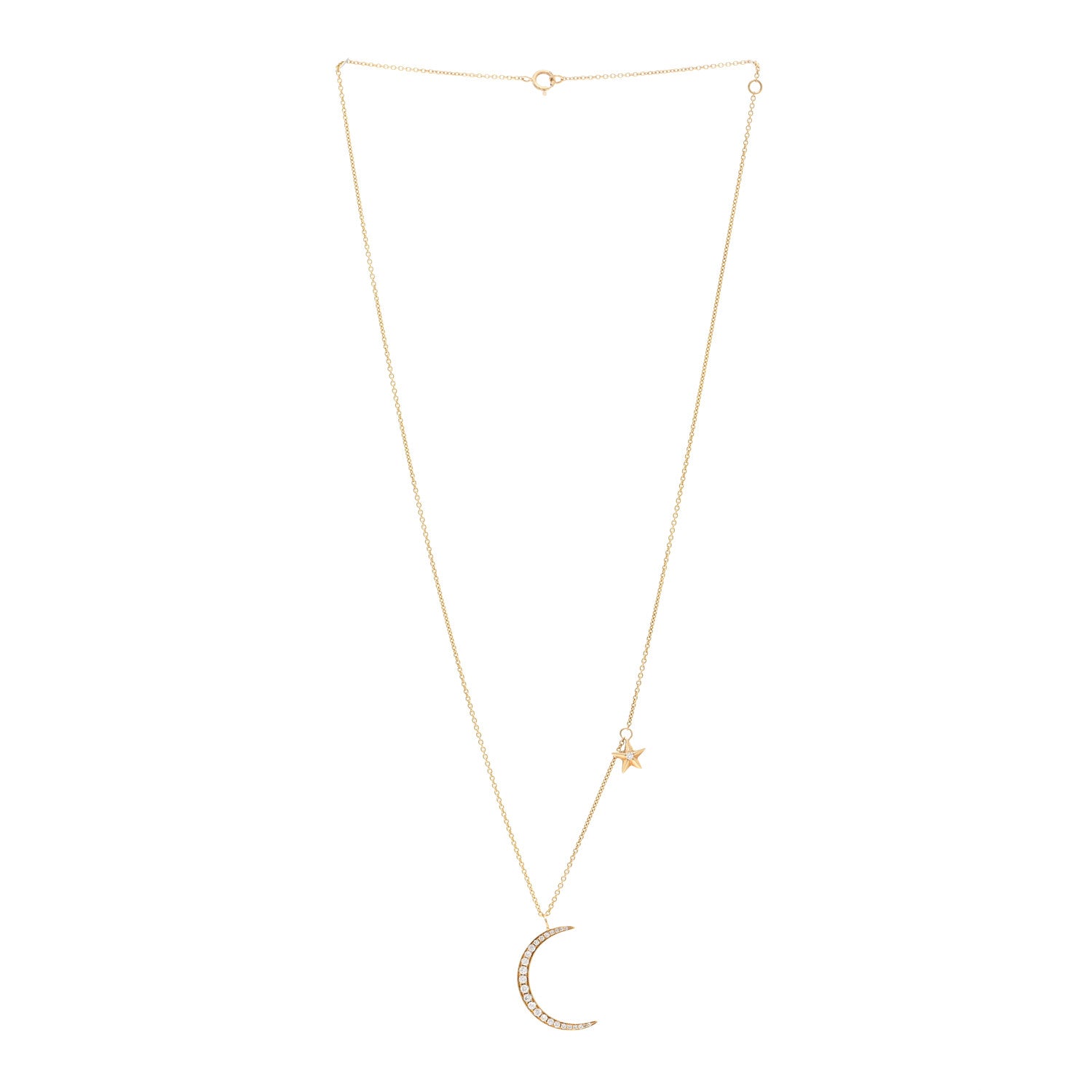 Anita Ko 18K Yellow Gold Diamond Moon and Star Pendant Necklace 3 of 4