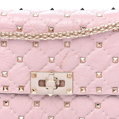 Valentino Garavani Craquele Nappa Rockstud Spike Wallet on Chain Water Rose 11 of 11