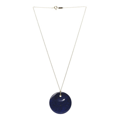 Tiffany 18K Yellow Gold Lapis Lazuli Elsa Peretti Round Pendant Necklace 2 of 5