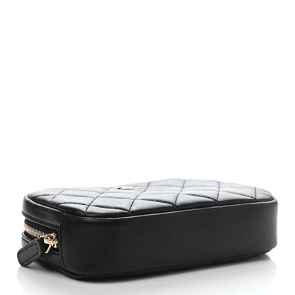 Chanel Lambskin Quilted Small Curvy Pouch Cosmetic Case Black 4 of 8