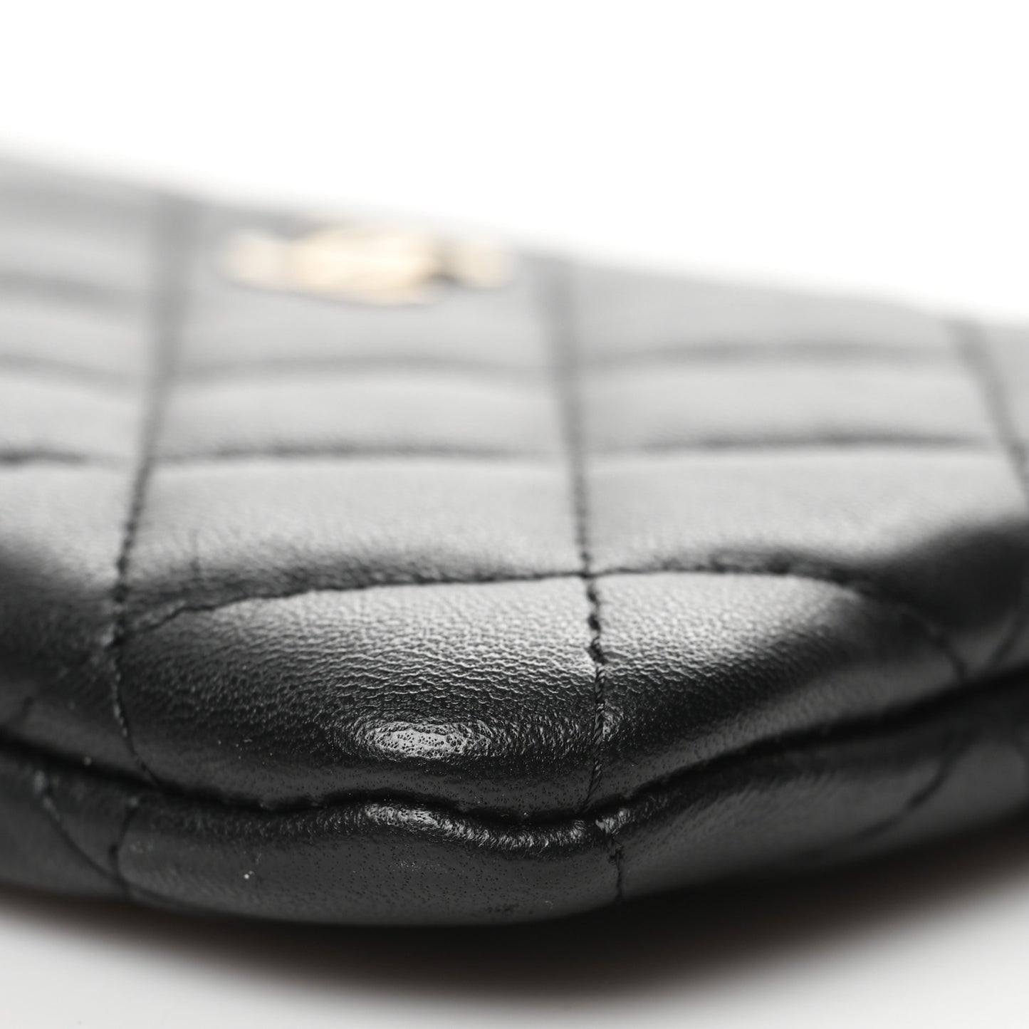 Lambskin Quilted Small Cosmetic Case Black