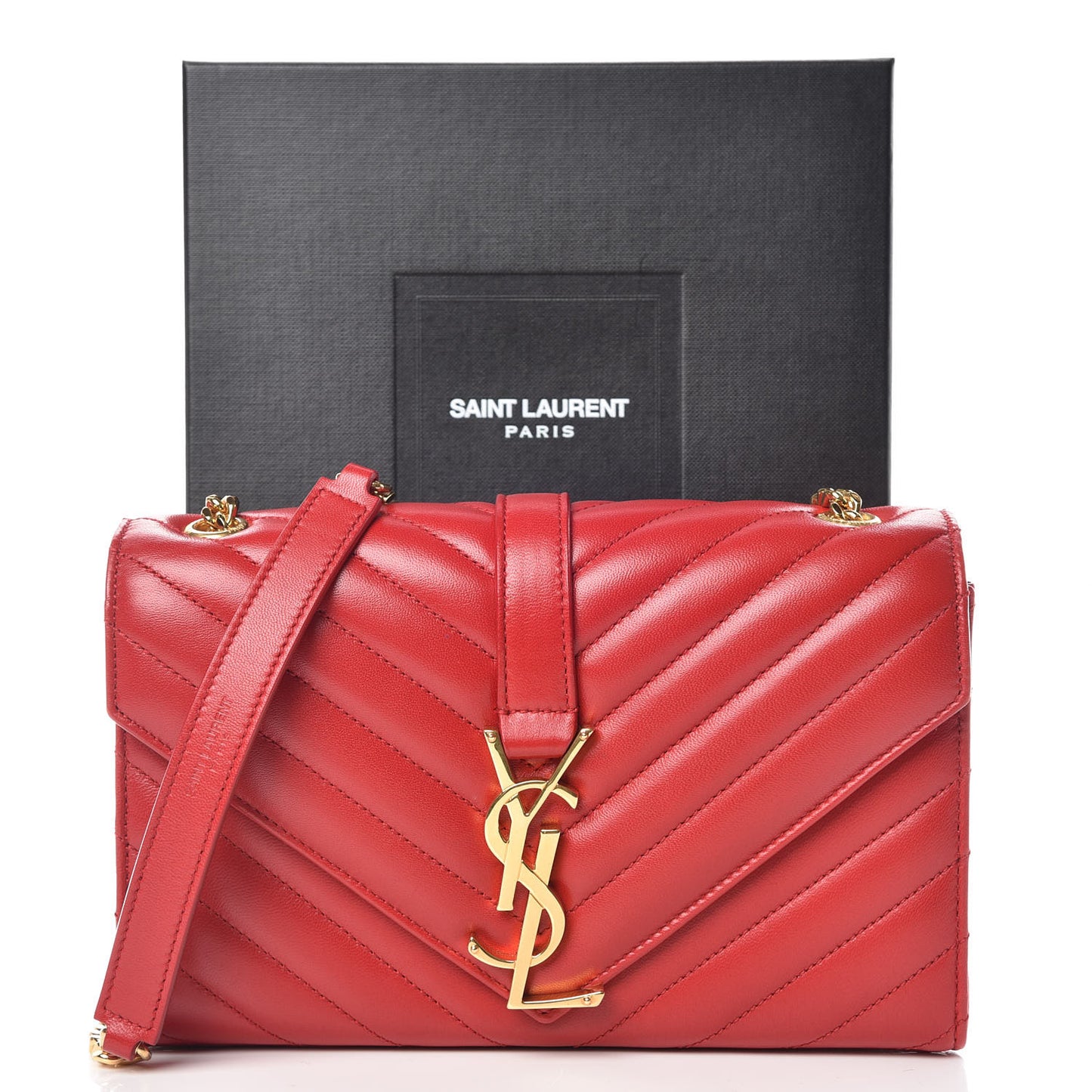 Lambskin Matelasse Chevron Small Monogram Satchel Red