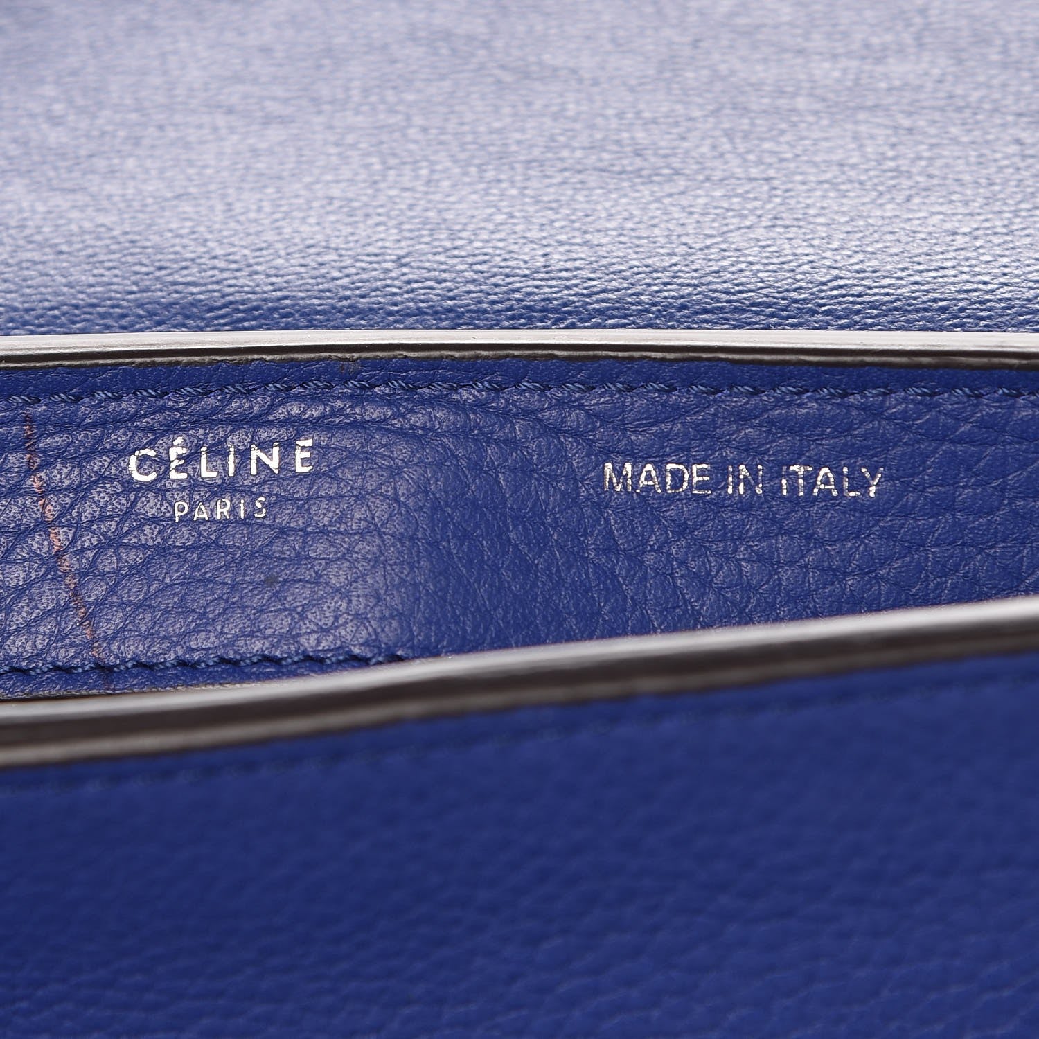 Celine Drummed Calfskin Suede Small Trapeze Indigo 7 of 18