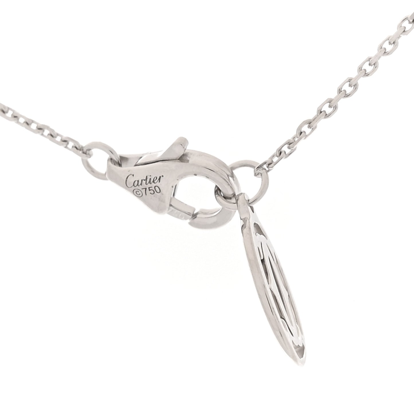18K White Gold Diamond .30ct C De Cartier Pendant Necklace