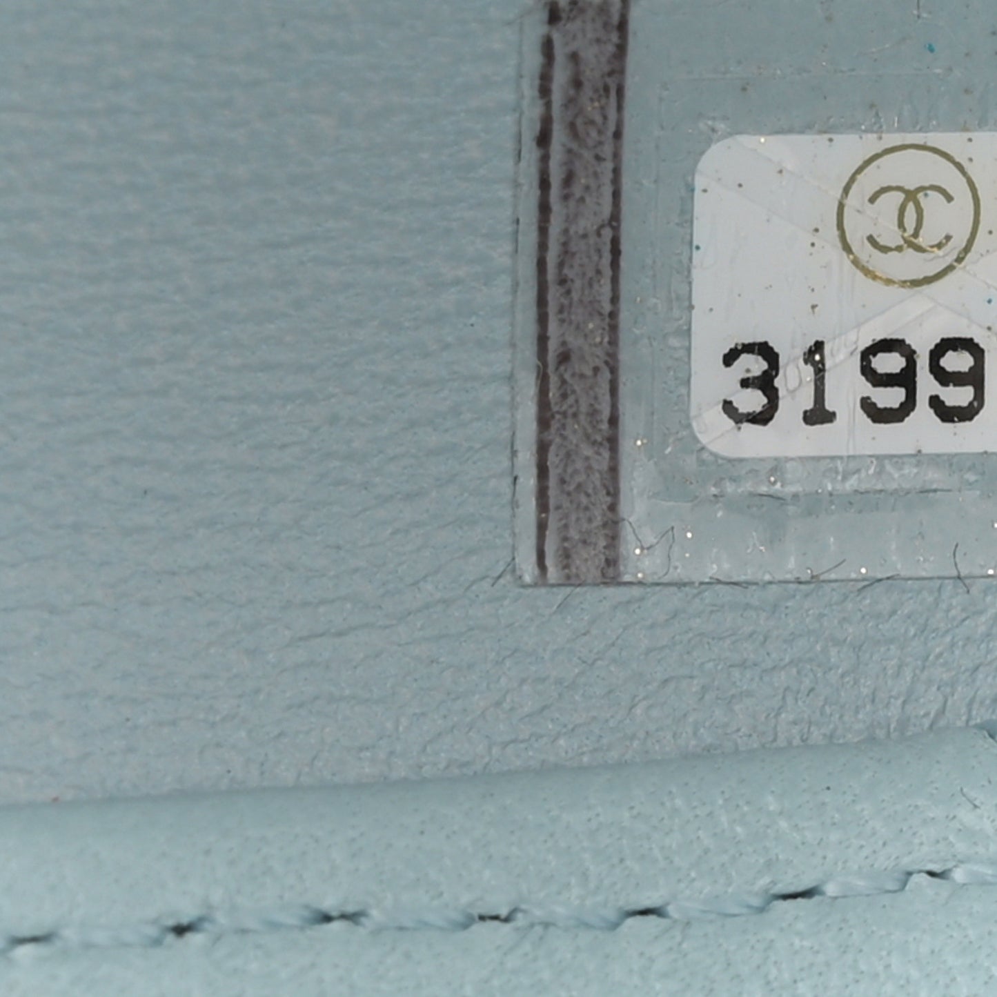 Lambskin Quilted CC Bubble Vanity Case With Chain Light Blue