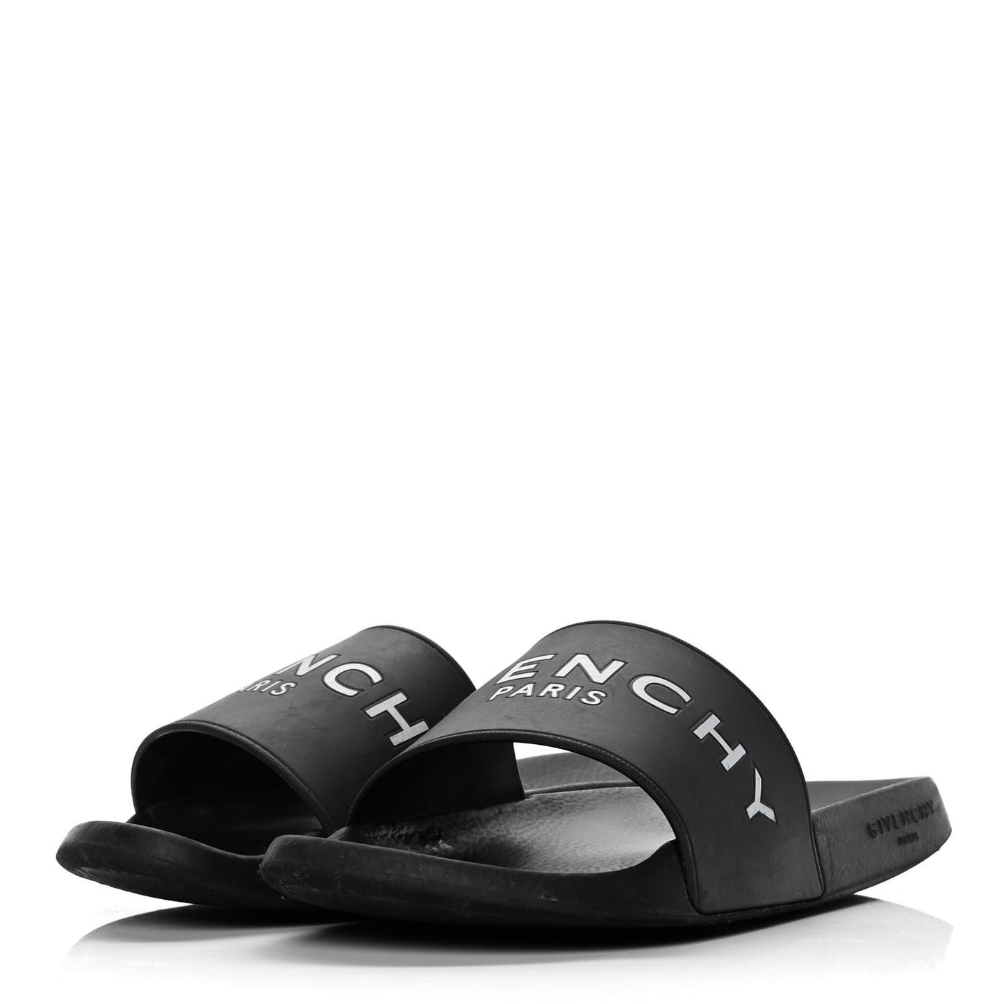 Rubber Logo Pool Slide Sandals 38 Black