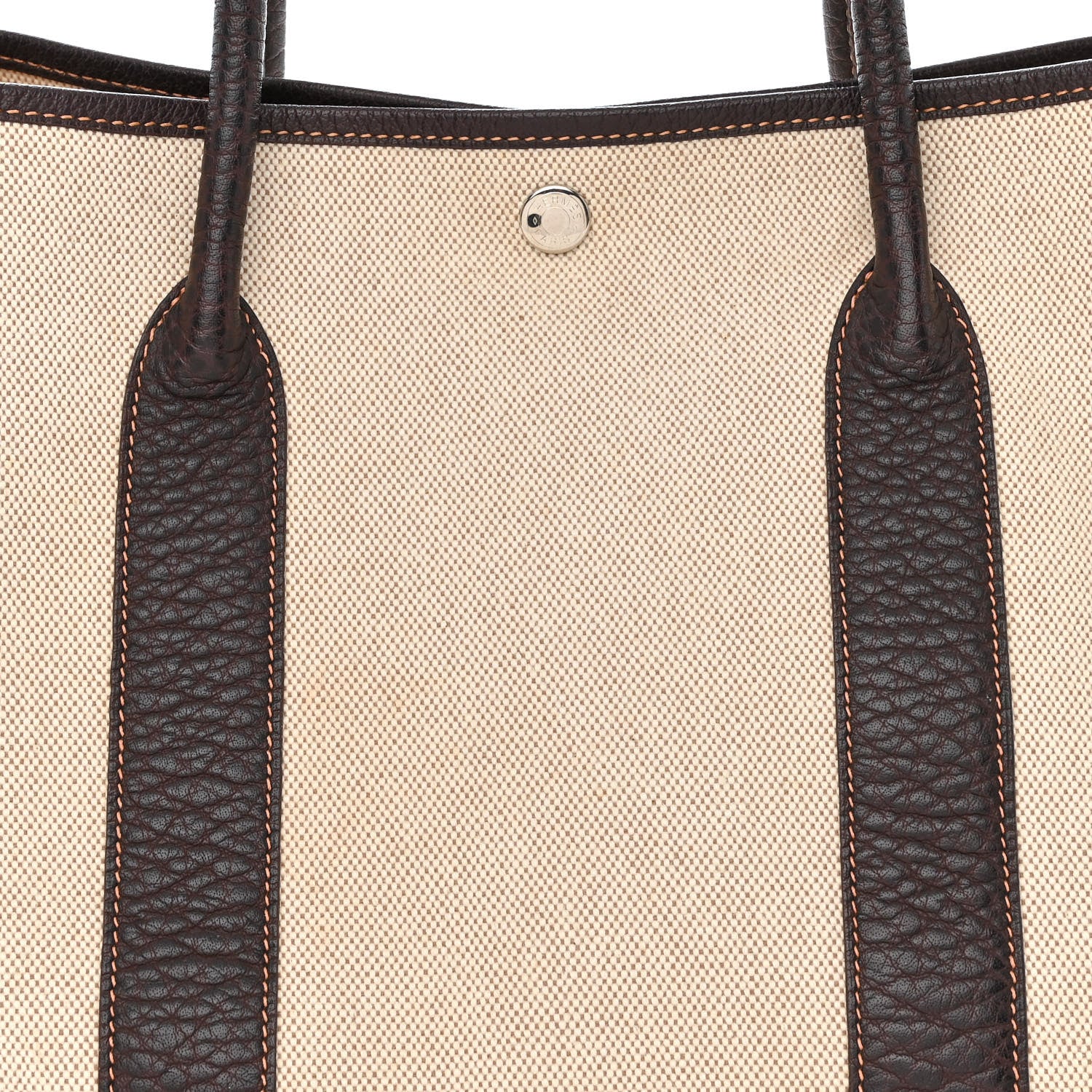 Hermes Buffle Skipper Toile Garden Party 36 MM Tote Marron Fonce 8 of 14