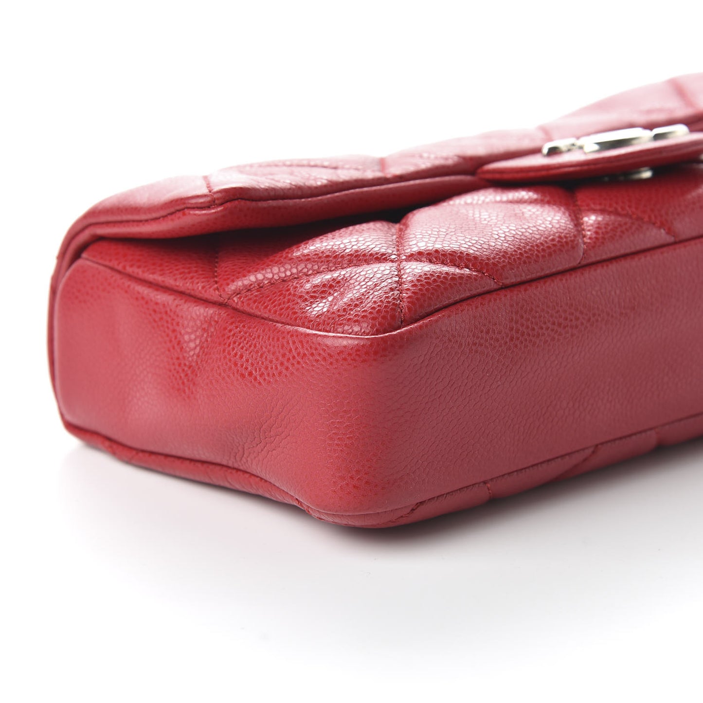 Glazed Caviar Quilted Small Nature Flap Bag Red