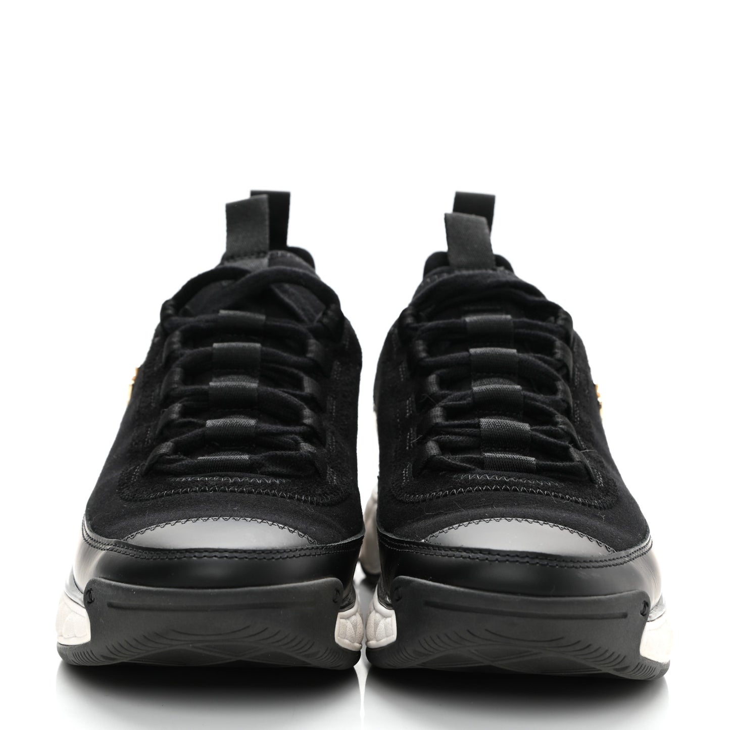 Velvet Calfskin Mixed Fibers CC Sneakers 36 Black