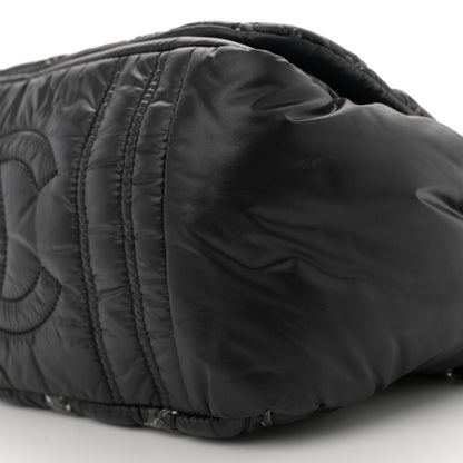 Chanel Nylon Quilted Tweed Stitch Bubble Accordion Flap Black 10 of 12