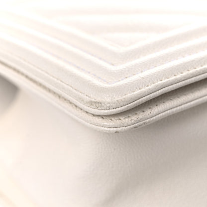 Chanel Caviar Chevron Quilted Medium Boy Flap White 10 of 13