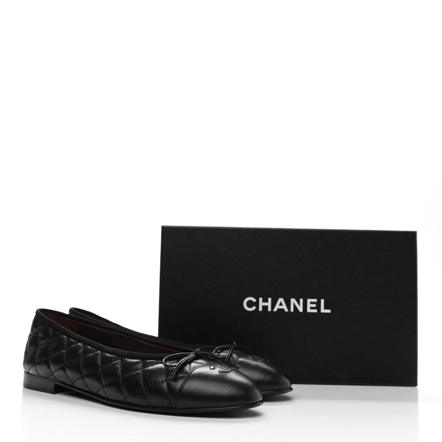 Chanel Aged Calfskin Quilted CC Cap Toe Ballerina Flats 40.5 Black 9 of 9