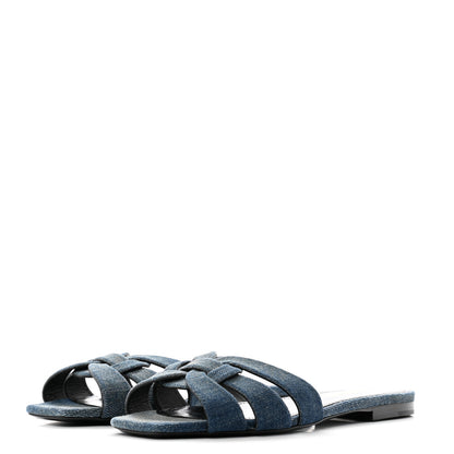 Saint Laurent Denim Tribute 05 Slide Sandals 35.5 Deep Navy Jeans 4 of 11