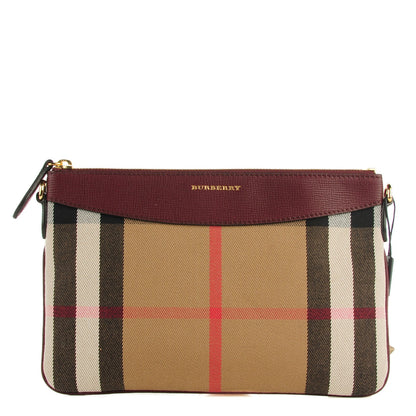 Burberry House Check Derby Peyton Crossbody Clutch Bag Mahogany Red 2 of 22