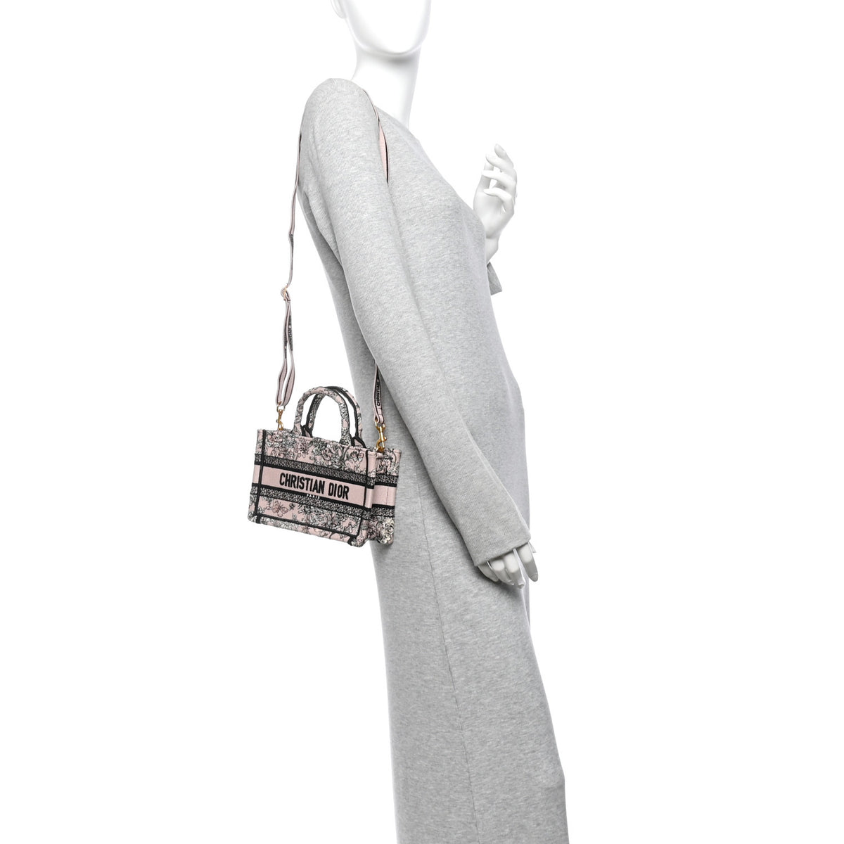 Canvas Embroidered Mini Book Tote With Strap Pink Multicolor