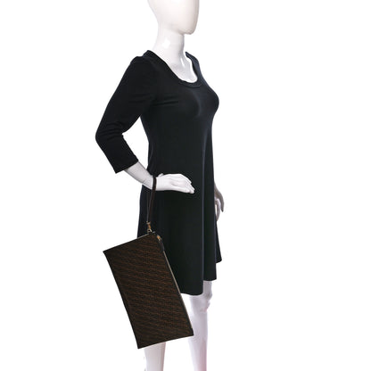 Fendi Suede Vitello King Micro FF Large Flat Pouch Sigaro Marrone Ebano 3 of 7