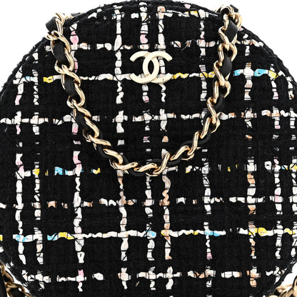 Chanel Tweed Round Clutch With Chain Black White Multicolor 8 of 10