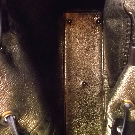 Leather Reversible Tote Gold/Brown