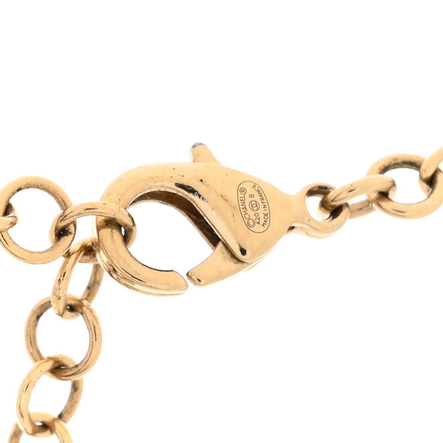 Chanel Crystal CC Letter Chain Necklace Gold 4 of 5