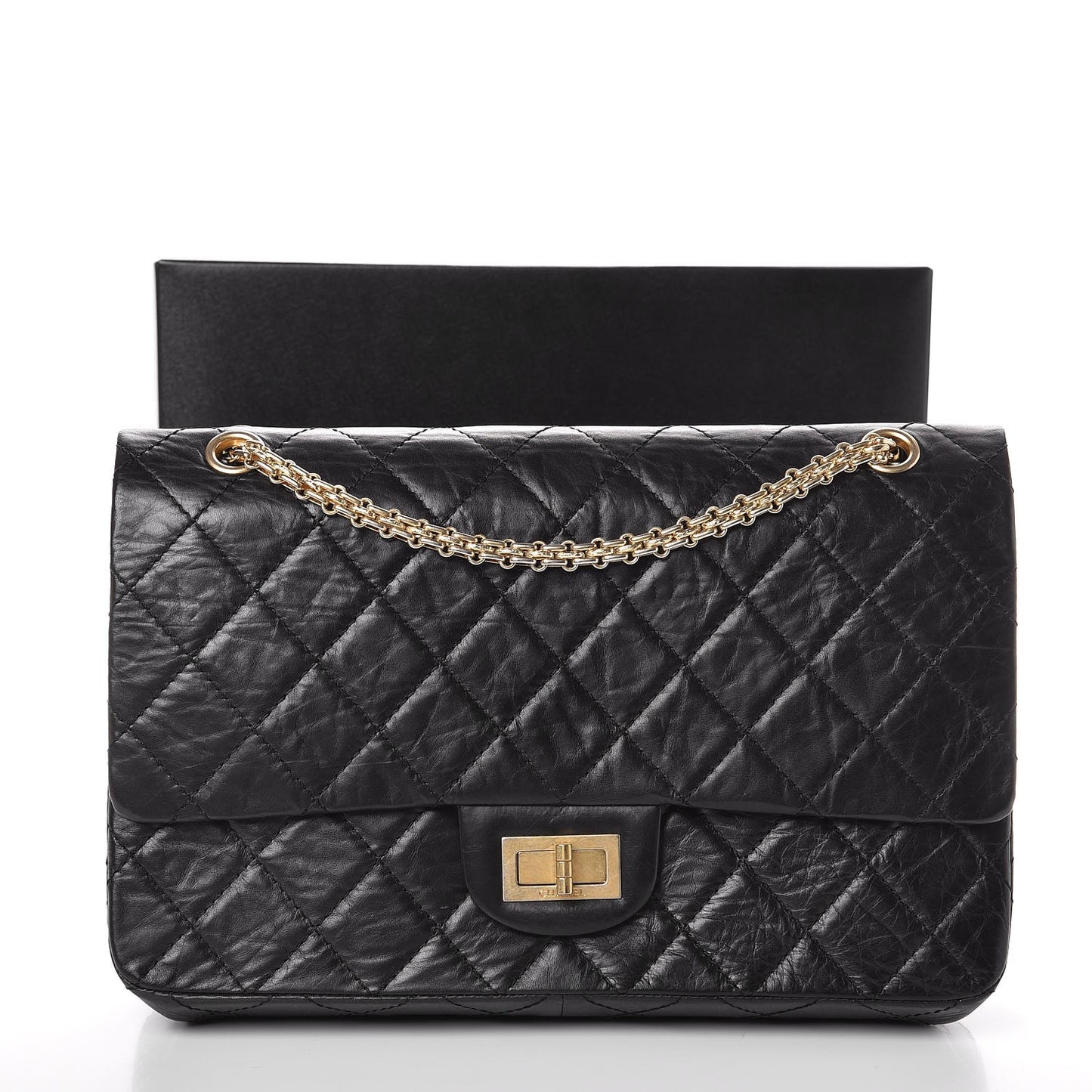 Aged Calfskin Quilted 50th Anniversary 2.55 Reissue 227 Flap Black