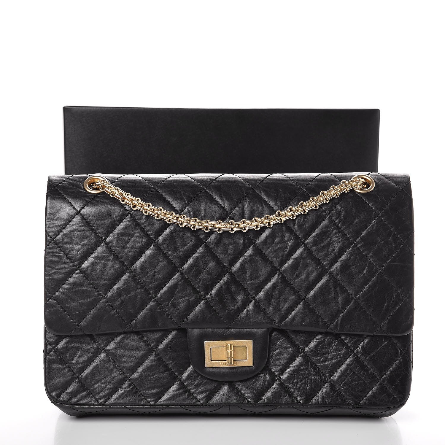 Chanel Aged Calfskin Quilted 50th Anniversary 2.55 Reissue 227 Flap Black 10 of 10