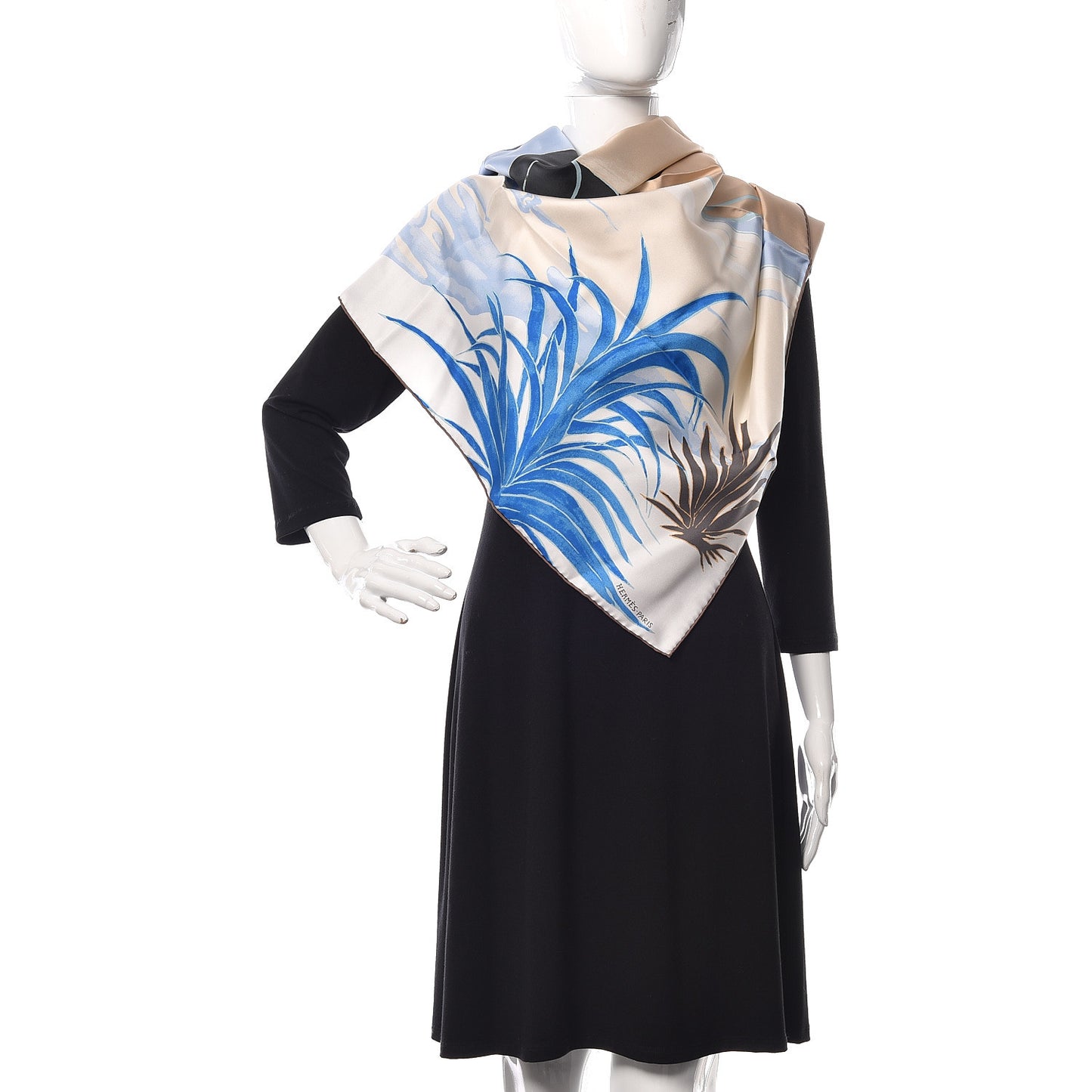 Silk Au Bout Du Monde Scarf 90 Sable Bleu Creme