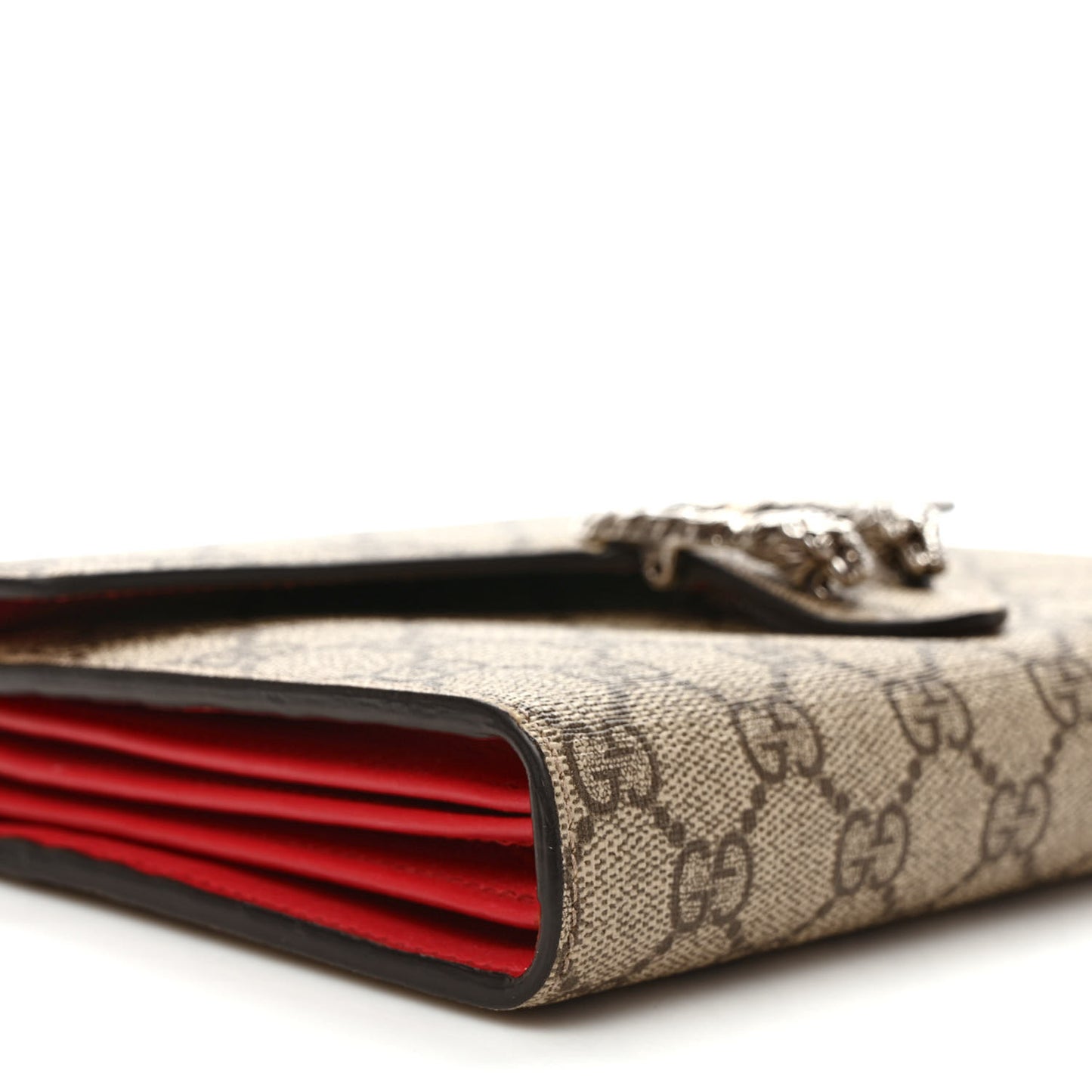 GG Supreme Monogram Mini Dionysus Chain Wallet Beige Vulcanic Red