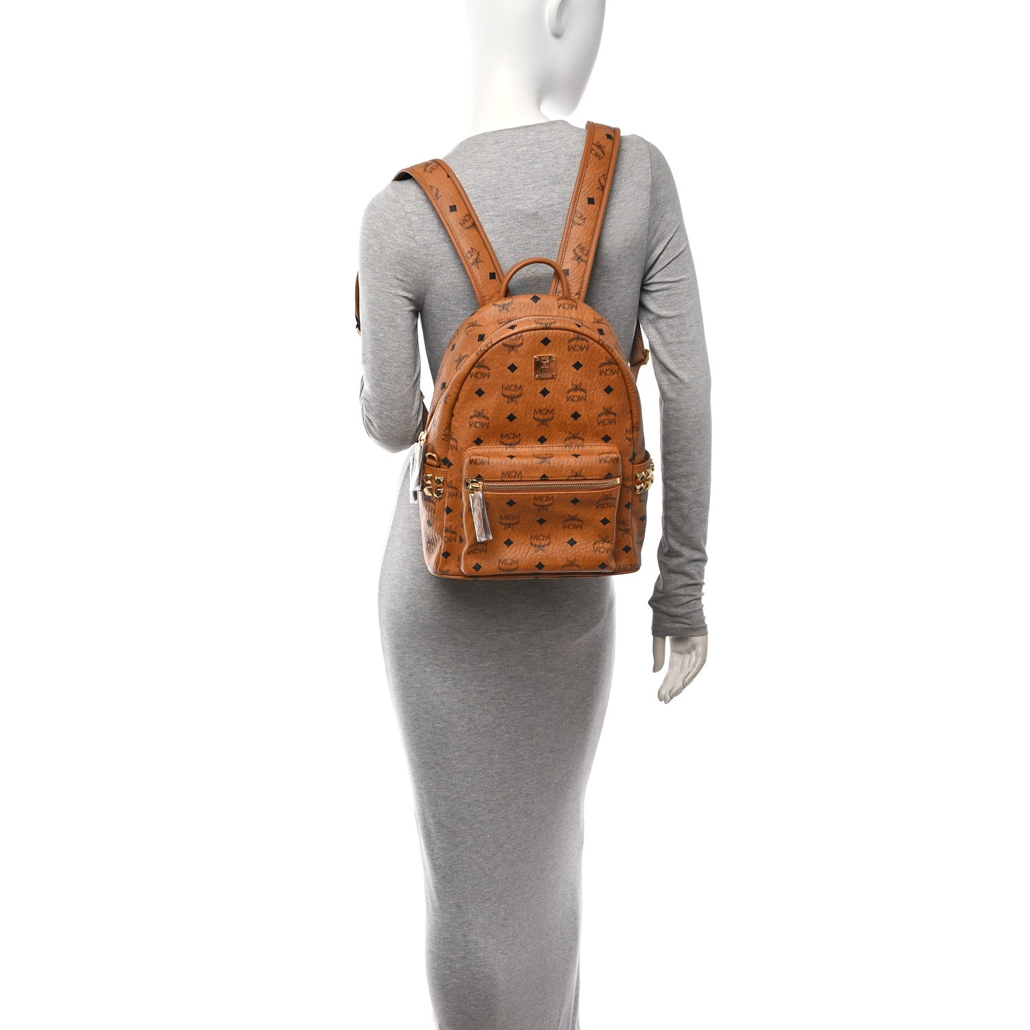 MCM Visetos Small Side Stud Stark Backpack Cognac 2 of 10