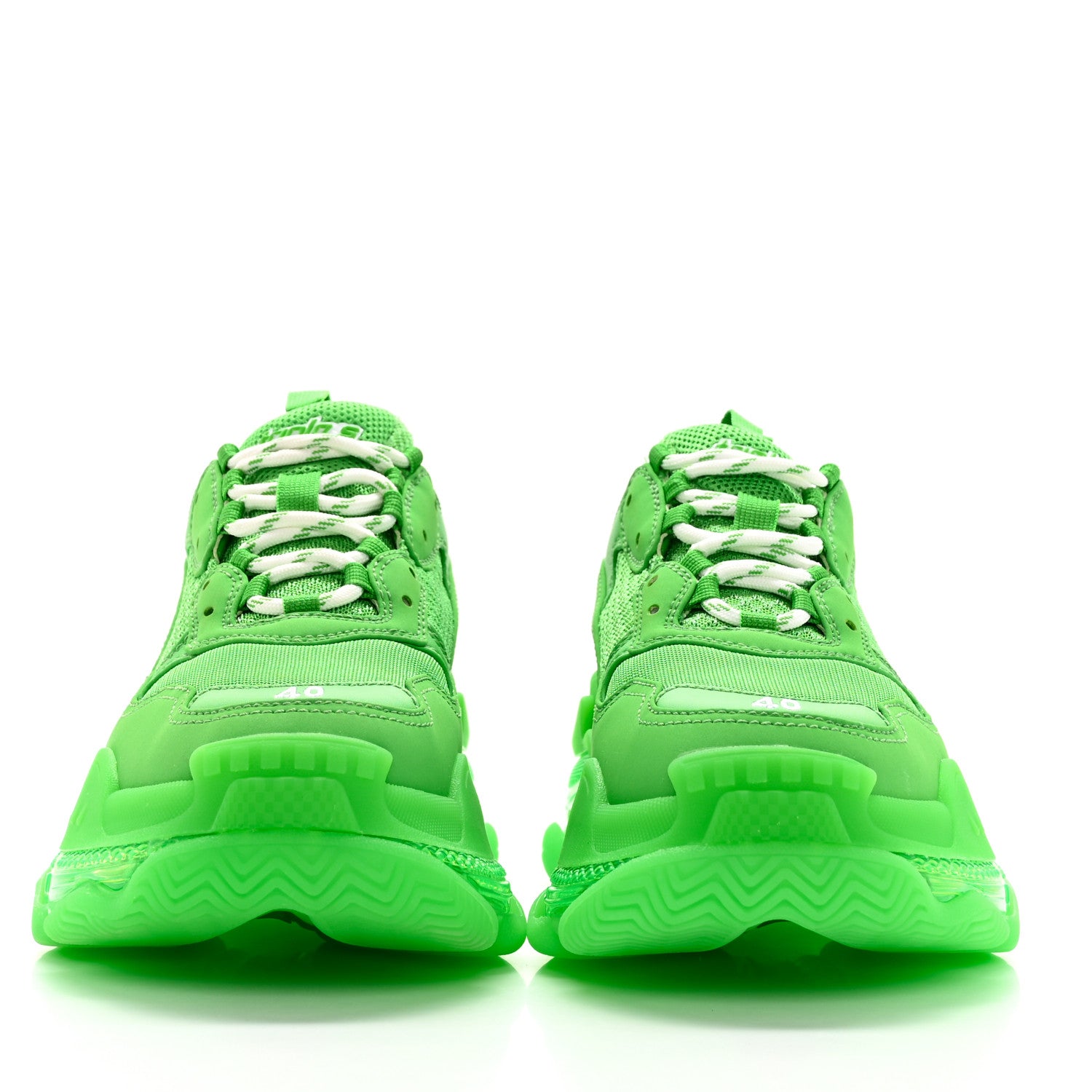 Balenciaga Fabric Mesh Clear Sole Womens Triple S Sneakers 40 Green 2 of 8