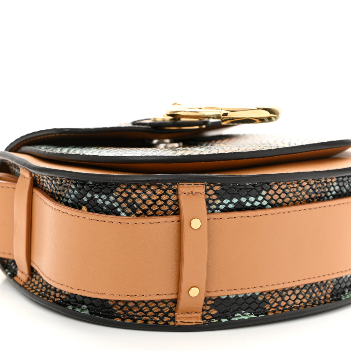 Calfskin Watersnake Embossed Small Tess Bag Brown Multicolor