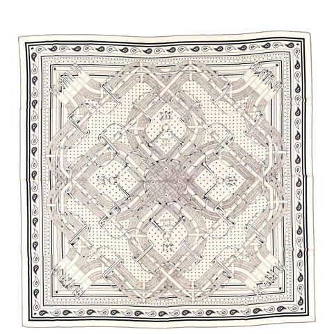 Cashmere Silk Mors a Jouets Bandana Shawl 140 White Marine Ebene