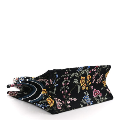 Christian Dior Raffia Embroidered Petites Fleurs Medium Book Tote Navy Blue Multicolor 4 of 10