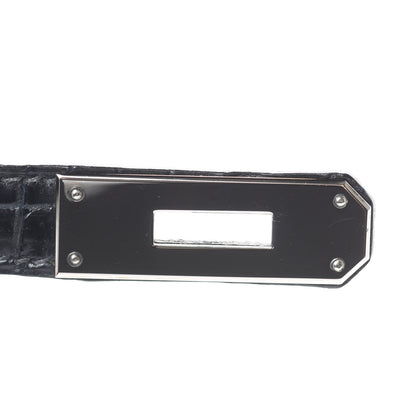 Hermes Shiny Niloticus Crocodile Kelly Sellier 28 Bleu Marine 31 of 42