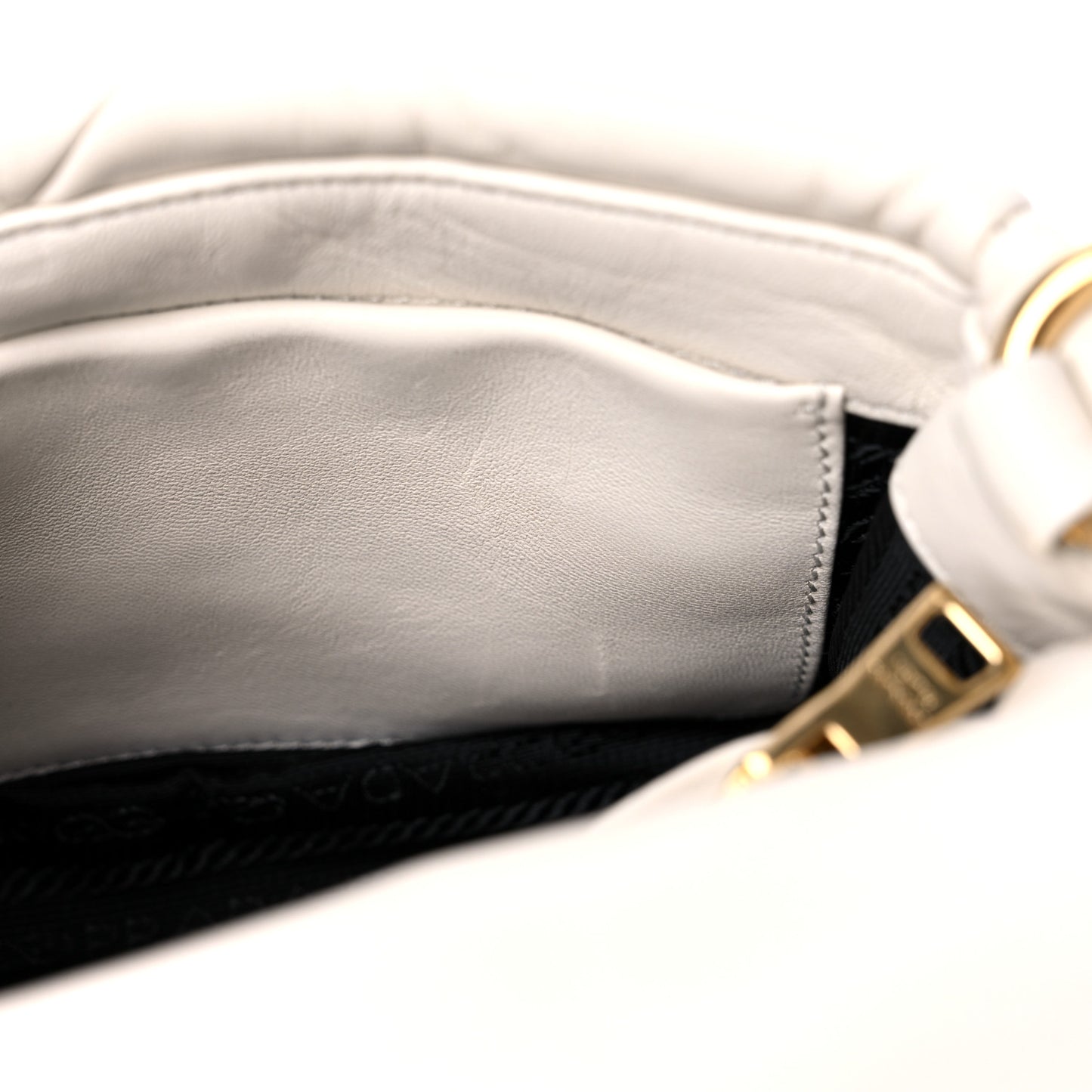 Nappa Metal Quilted Small Patchwork System Flap Bag White
