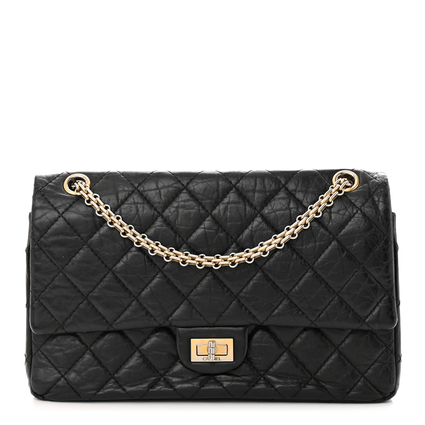 Aged Calfskin Quilted 2.55 Reissue 226 Flap Black