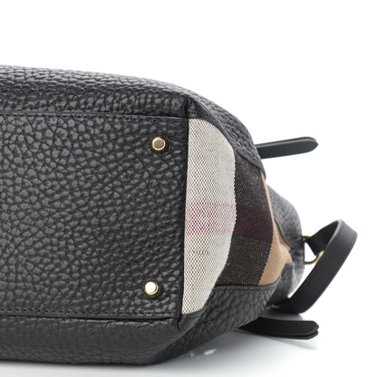 Burberry Grainy Calfskin House Check Small Maidstone Black 9 of 9